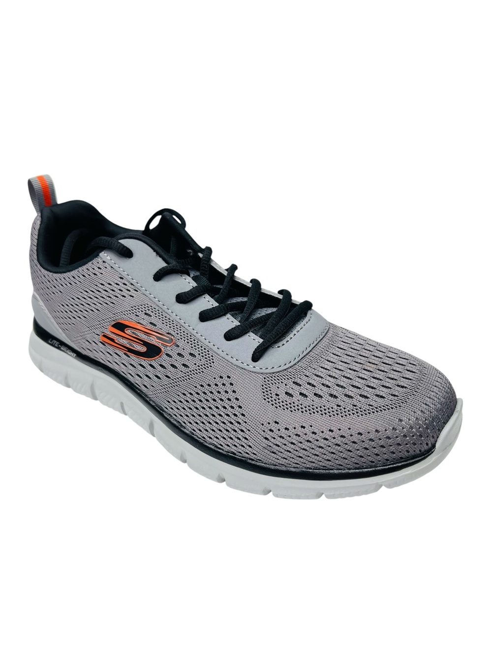 Skechers Men’s Size 9 Charcoal/Orange Track-Leshur Walking Sneakers Shoes